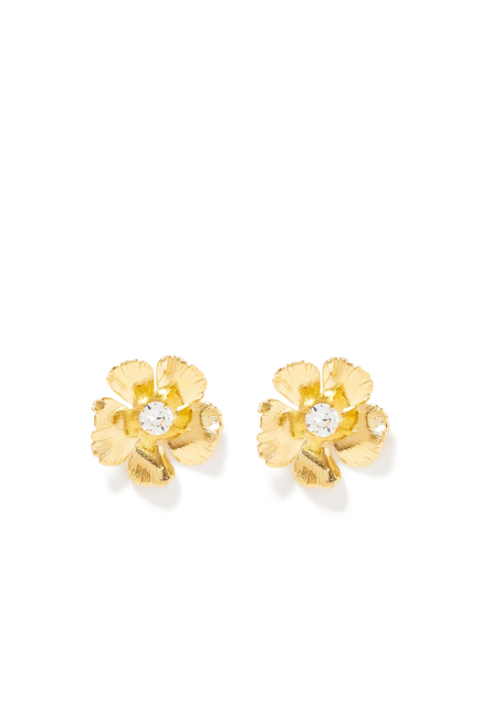 Anemone Earrings, 18K Gold-Plated Brass